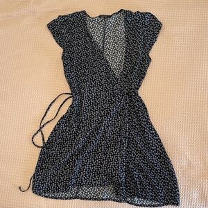 Brandy Melville Floral Wrap Mini Dress in Black